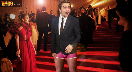 Robert Pattinson Arrives At Met Gala Event 2012 Wearing Only His Boxers
