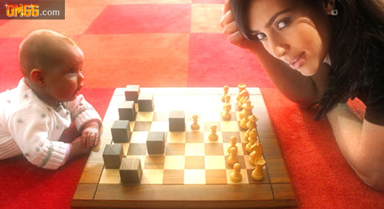 Kourtney Kardashian's Baby Beats Kim in a Game of Chess